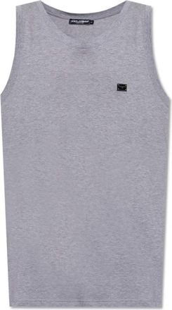 Dolce & Gabbana Mouwloos T-shirt - Heren - Tops zonder mouwen - Grijs - S - Katoen - Tops