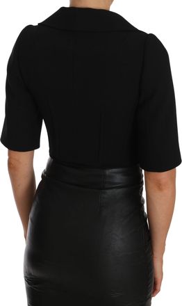 Dolce & Gabbana Womens Black Short Fitted Wool Cropped Jacket Blazer