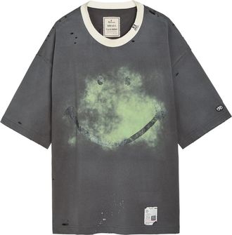 Miharayasuhiro Distressed Printed Cotton T-shirt - Black - 52 (IT52 / XL)