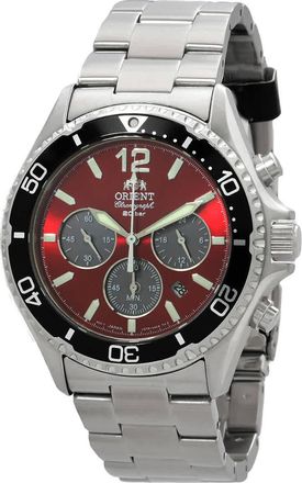 Orient Sports Solar Powered Chronograph Red Dial Mens Watch RATX0207R10B