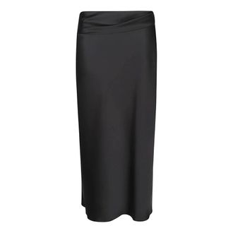 Patrizia Pepe Patrizia Pepe, Midi Skirts, female, Black, Size: XL Draped Satin Midi Skirt