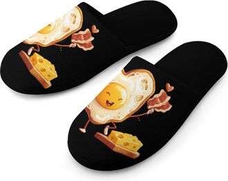 Generic Bacon Eggs Cheese Breakfast Mens Slippers Warm Non-Slip Houes Shose Spa Slipper for Home Bedroom