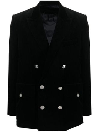 Balmain double-breasted corduroy blazer - men - Viscose/Acetate/Cotton/Cotton - 52 - Black