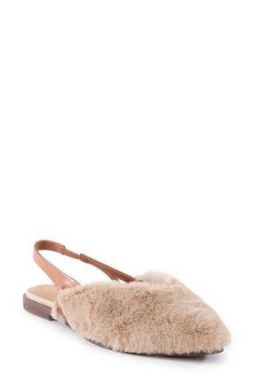 Seychelles Faux Shearling Pointed Toe Slingback Flat in Natural Faux Fur at Nordstrom Rack, Size 8
