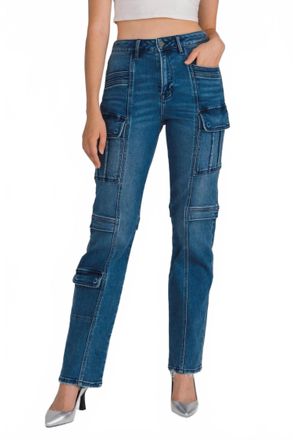 Hidden Jeans Straight Leg Cargo Pants In Blue