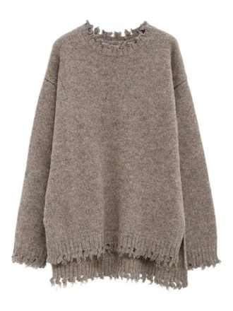 Lauren Manoogian frayed-edge sweater - women - Alpaca Wool/Merino/Polyamide - 1 - Brown