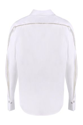 Genny Bead-Embroidered Stretch Poplin Shirt - White