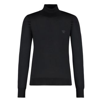 Versace Turtlenecks, male, Black, M, Wool Blend Turtleneck Jumper