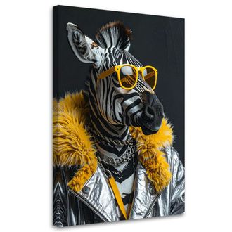 Feeby Impresi&oacute;n De Imagen, Cebra Con Gafas Amarillas Y Abrigo De Piel, 70x100