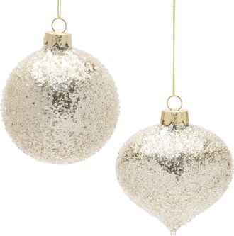 Melrose International Beaded Glass Ornament (Set of 12) - Gold