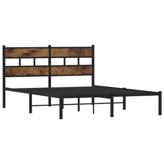 Berkfield Home Metal Bed Frame without Mattress Smoked Oak 140x200 cm in Brown