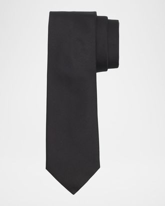 Canali Men & apos;s Solid Silk Twill Tie
