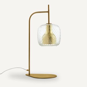 AM.PM Tafellamp, messing en bewerkt glas, Mistinguett