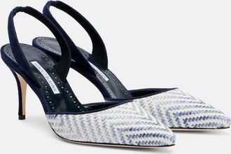 Manolo Blahnik Carolyne 70 raffia slingback pumps