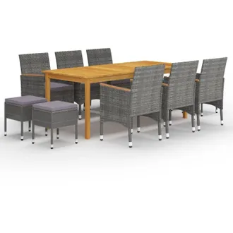 vidaXL Juego De Comedor De Jard&iacute;n De 11 Piezas Gris Vidaxl