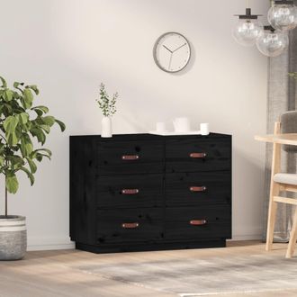 vidaXL Aparador Madera Maciza De Pino Negro 100x40x75 Cm Vidaxl