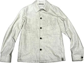 Jacob Cohen RW Light Wool Overshirt - Heren - Zomerjassen - Beige - L - Wol - Jassen