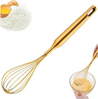 OEM Batidor De Huevos De Acero Inoxidable - Batidor De Cocina - Para Cocinar, Mezclar Y Hornear - Dise&ntilde;o De 12 Varillas - 30 Cm - Dorado