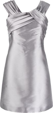 Alberta Ferretti pleated mikado minidress - women - Silk/Polyester - 44 - Grey
