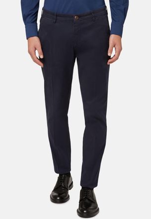 Boggi Milano Stretch Cotton Straight Fit Dress Pant In Navy