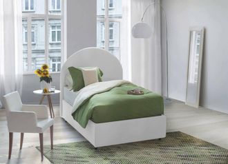 Dmora Dmora - Cama Individual Dcolpan, Cama Contenedor Con Revestimiento De Tela, 100% Made In Italy, Apertura Frontal, Con Colch&oacute;n 80x190 Cm Incluido, Blan