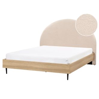 Beliani Cama Moderna Con Cabecero Tapizado De Boucl&eacute; Beige 160 X 200 Cm Millay