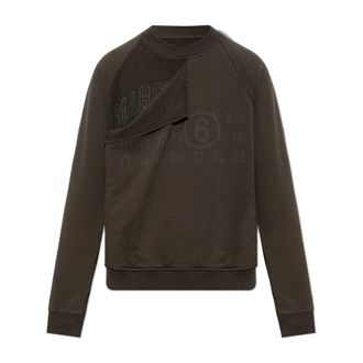 Maison Margiela Felpa con Logo - - Sweatshirts & Hoodies - Donna - Marrone - M