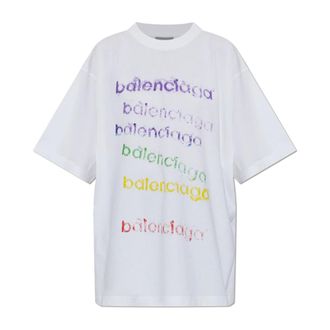 Balenciaga Logo T-shirt - Dames - Tops - Wit - Maat: XS Katoen