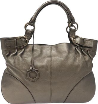 Ferragamo Gancini Tote Leather Leather Tote Bag Bag (Pre-Owned)