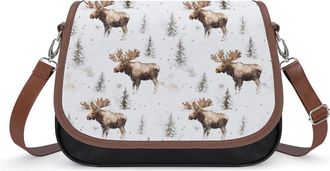 Generic Moose in Winter Day Womens Crossbody Bag Fashion Shoulder Handbags Message Tote Bag with Adjustable Strap