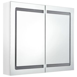 Berkfield Home LED Bathroom Mirror Cabinet Shining White 80x12x68 cm | Size: 80 x 12 x 68 cm