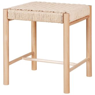 Moloo Taburete con mimbre natural y asiento de madera natural 42x42 cm