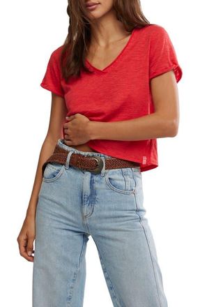 Free People Take Two T-Shirt in Racing Red Combo at Nordstrom, Size Large