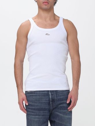 Diesel Canotta slim fit in cotone a coste con scollo a U e logo Oval D
