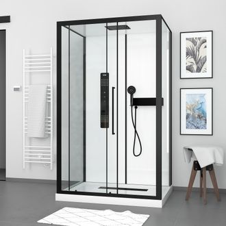 Aurlane Cabina De Ducha 115x90x209 Cm Con Receptor + Escudo De 90 Mm + Cuadr&iacute;cula Lineal - Factory 2
