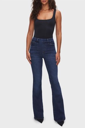 Good American Pull On Flare Jeans In Indigo