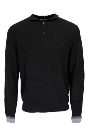 Lords of Harlech Quinn Quarter Zip Merino Wool Sweater in Black at Nordstrom, Size Xx-Large