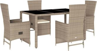 vidaXL Set Comedor De Jard&iacute;n 5 Pzas Con Cojines Rat&aacute;n Sint&eacute;tico Beige Vidaxl