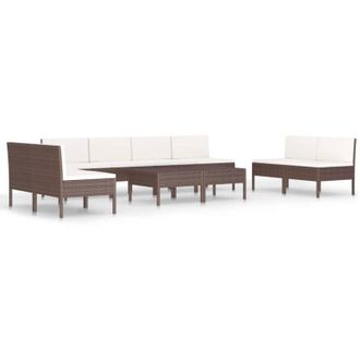vidaXL 10 Pcs Garden Lounge Set Con Coj&iacute;n Mimbre Pe Brown