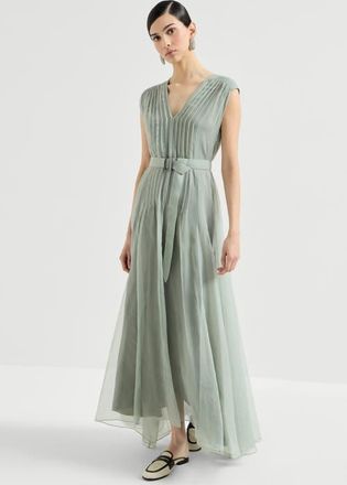 Brunello Cucinelli Crispy silk dress with monili in Light Brown at Nordstrom, Size X-Small Eu