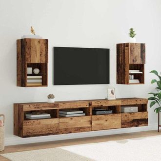 vidaXL vidaXL Mobiletti TV a parete 2 pcs Legno vecchio 30,5 x 30 x 60 cm
