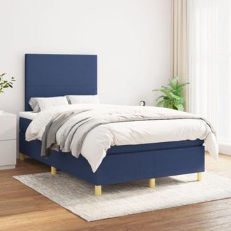 vidaXL Cama Box Spring Con Colch&oacute;n Tela Azul 120x200 Cm Vidaxl