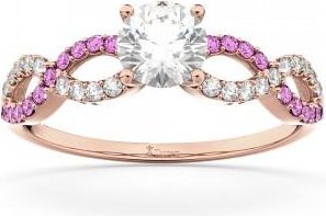 Allurez Infinity Diamond & Pink Sapphire Engagement Ring 18k Rose Gold 0.21ct