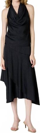 Nia Solana Satin Sleeveless Top In Navy