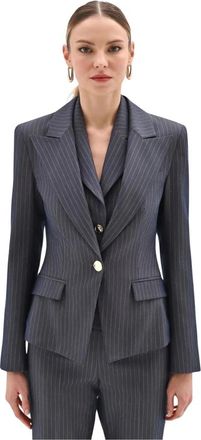 Rinascimento Giacca gessata con bottone gioiello - female - Rinascimento - Blazers - Blue - XL - Jackets