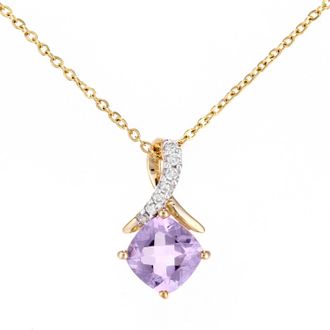 Diamant L'éternel 9ct geelgouden 0,5ct amethist en 0,02ct diamanten hanger