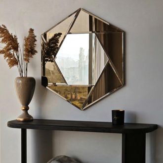 Dmora Espejo Cil&iacute;ndrico Rombo, Pared, Transparente, 60x70h Cm, Plata