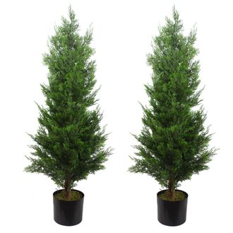 Leaf Cypress Cedar Topiary Tree Artificial 120cm Plant in Green