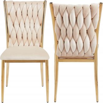 OEM Sedia Beige Intrecciata Con Morbido Velluto Su Una Struttura Dorata Furnitex