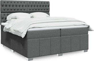 vidaXL Cama Box Spring Con Colch&oacute;n Tela Gris Oscuro 200x200 Cm Vidaxl